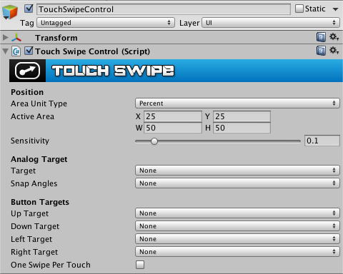 TouchSwipeControl inspector