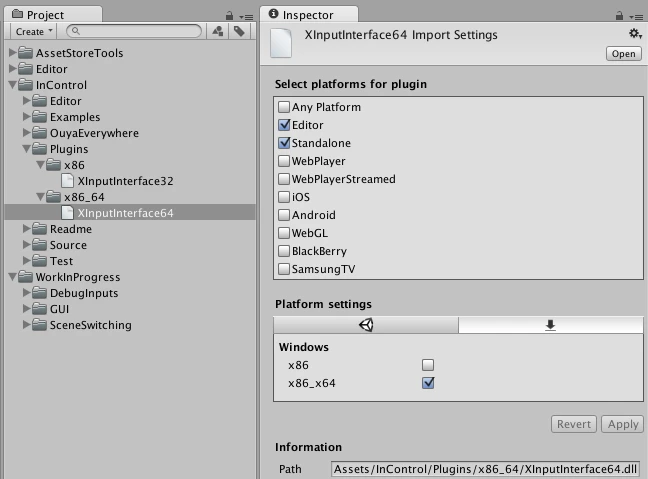 XInputInterface64 player settings