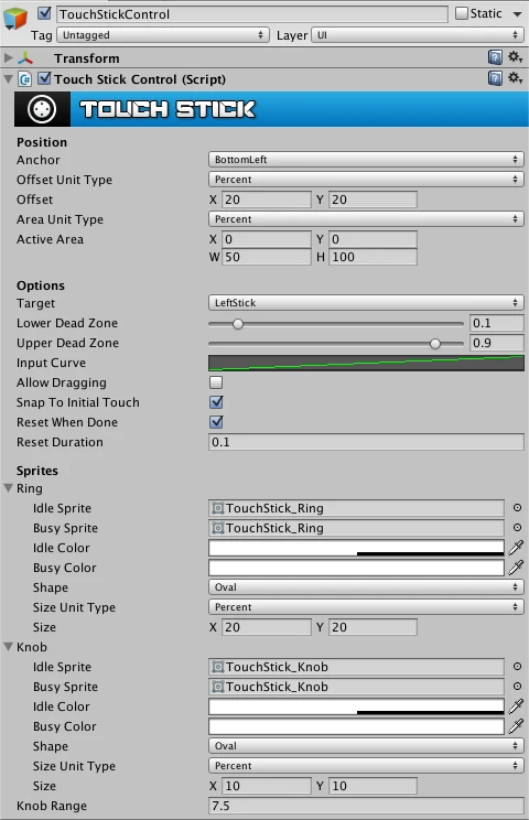 TouchStickControl inspector